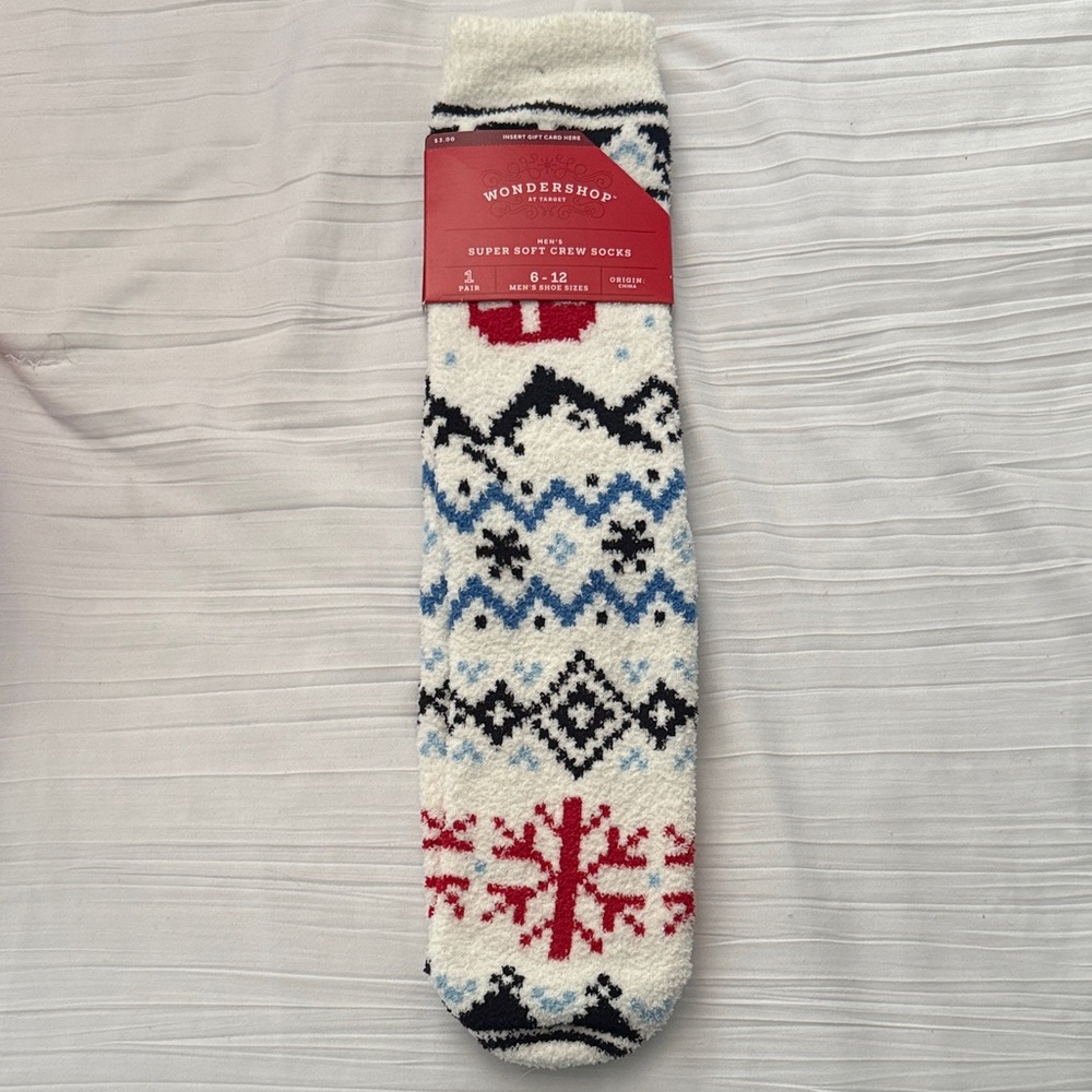 Wondershop Men's Cozy Patterned Socks - Red, Blue, Black